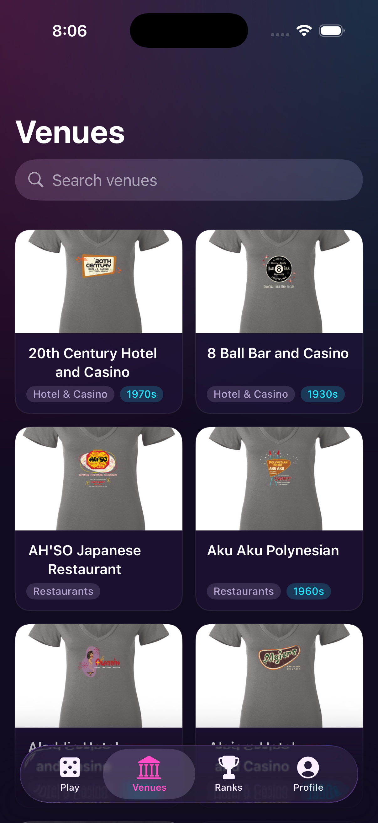 Venues browser